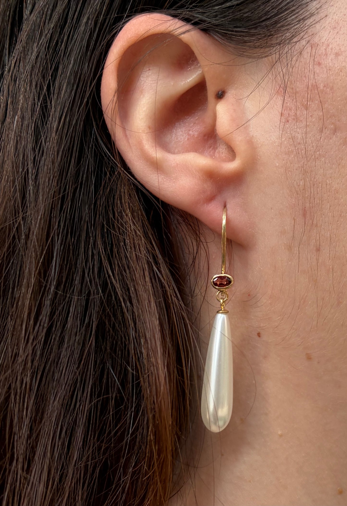 GOLD PLATED LONG PEARL EARRINGS