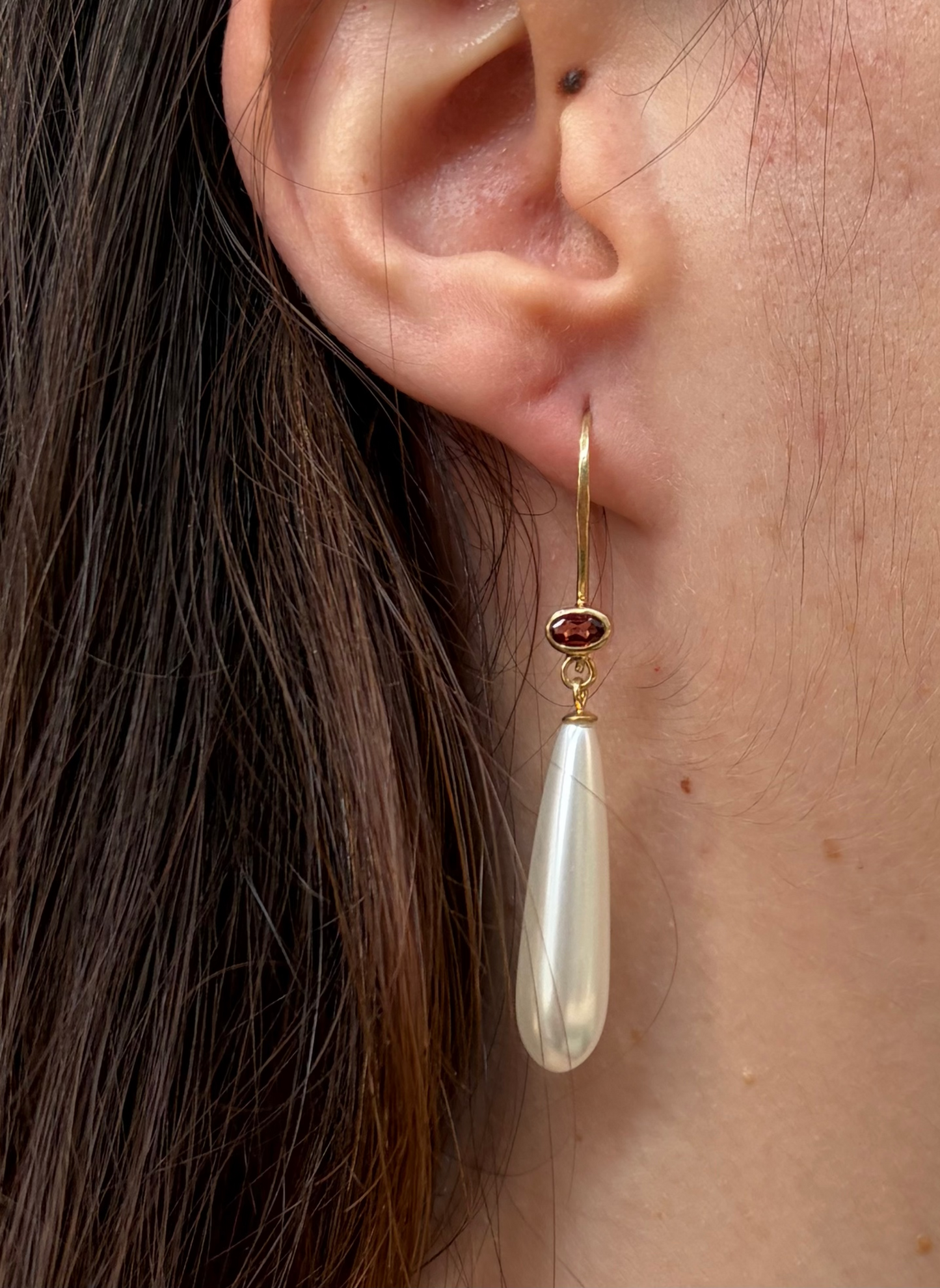 GOLD PLATED LONG PEARL EARRINGS