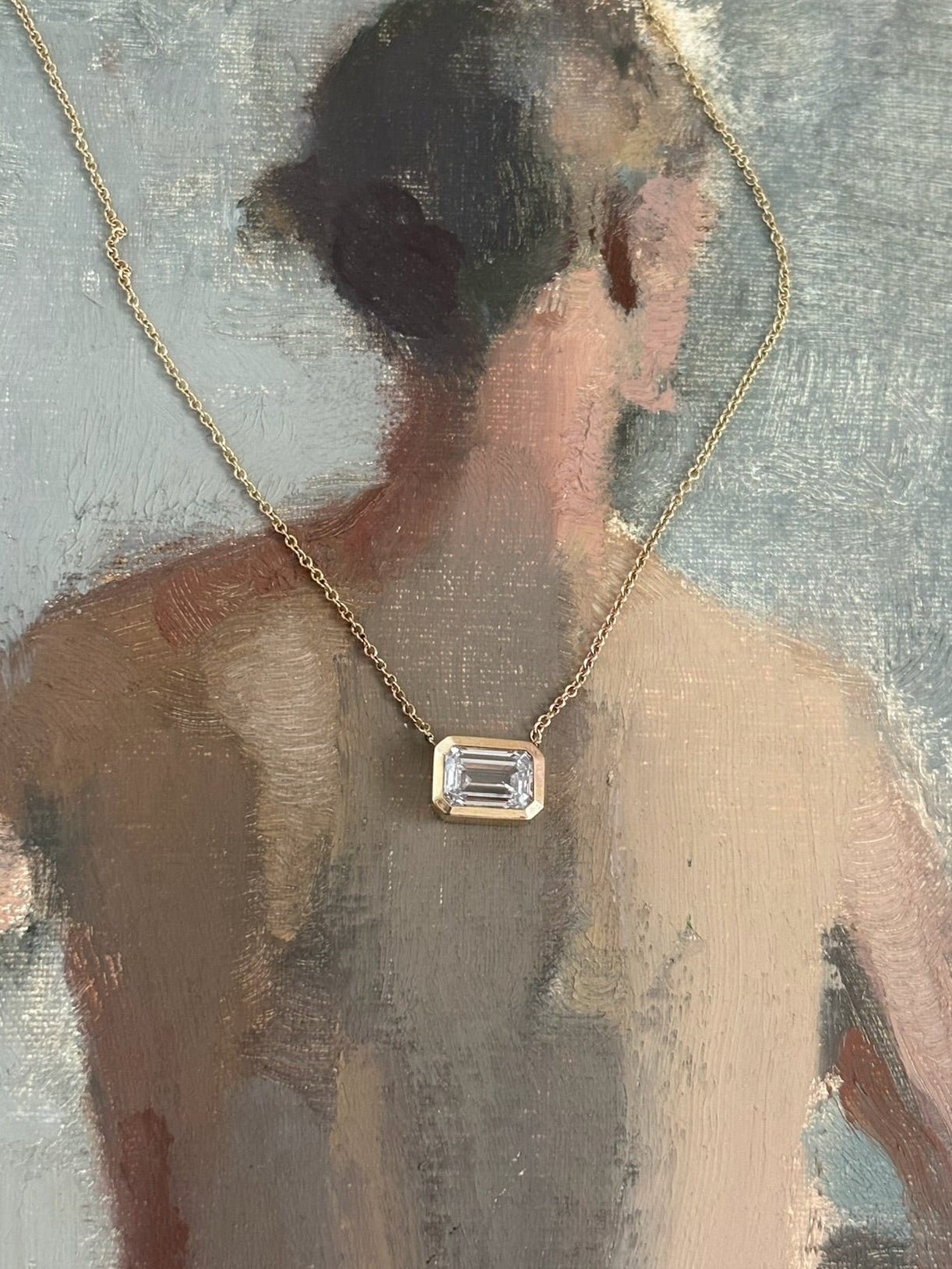 EMERALD CUT DIAMOND NECKLACE